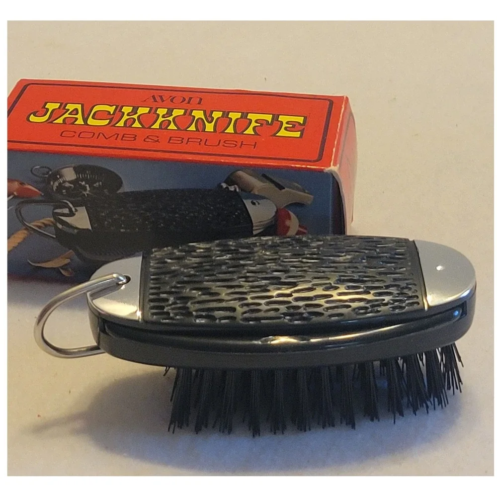 VTG Avon Jackknife Comb & Brush 1970 Collectible Vanity Plastic Set w/ Box